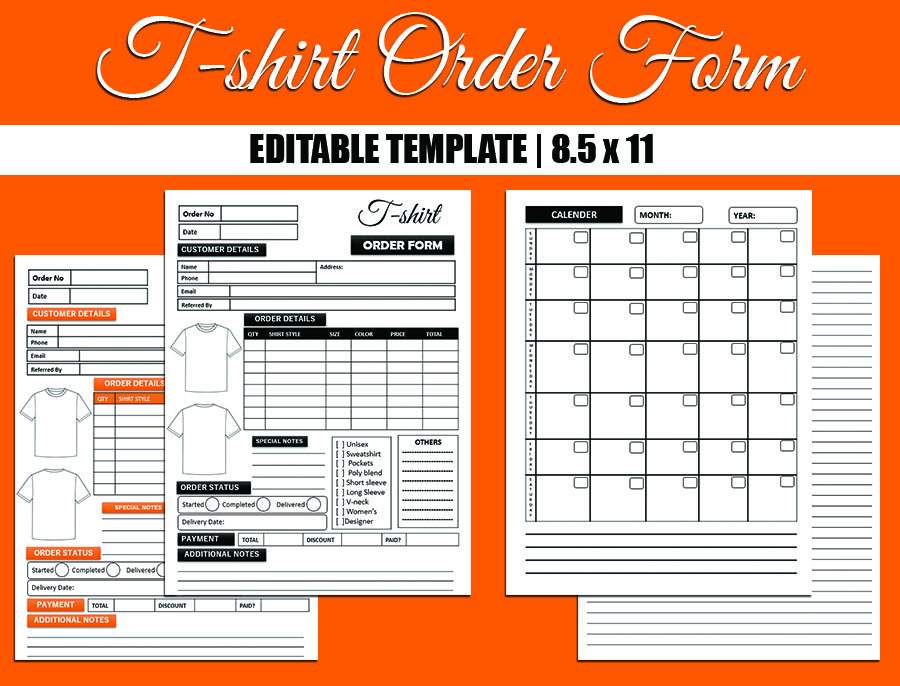T-Shirt Order Form Template 